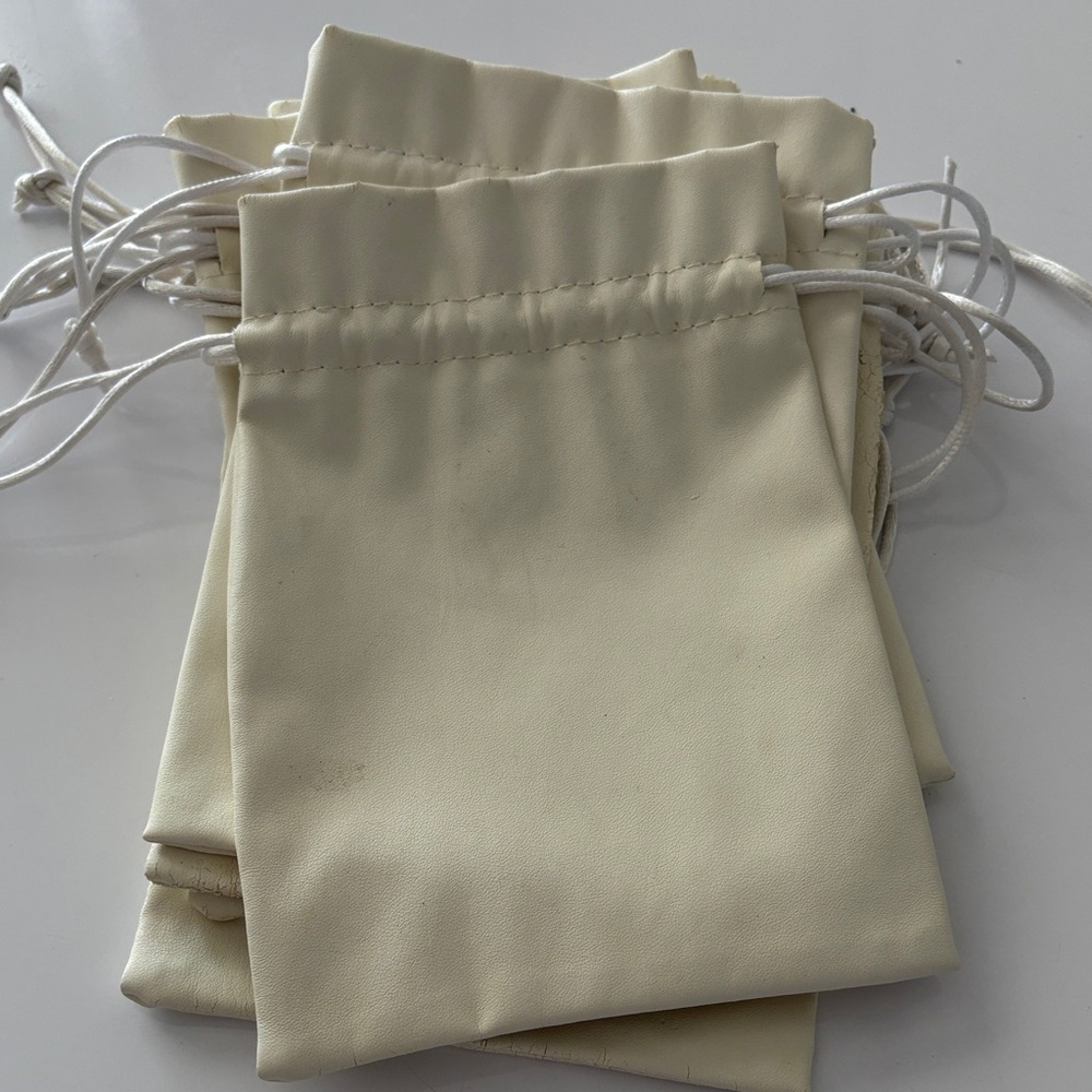 Cream leather Drawstring Pouch 5x7 8pcs